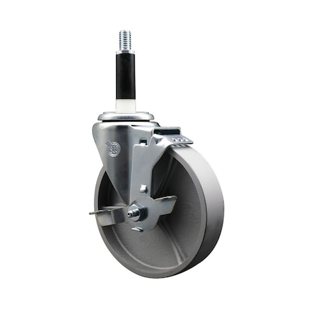 Service Caster 5'' Semi Steel Swivel 7/8'' Expanding Stem Caster with Brake SCC-EX20S514-SSS-TLB-78